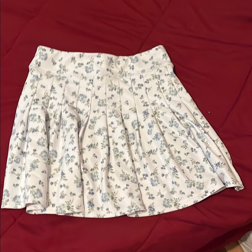 Floral White and Blue Women's Skort